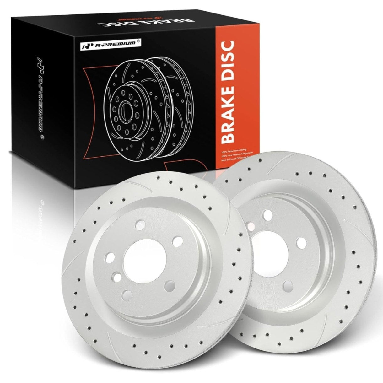 A-Premium 11.81 inch (300mm) Rear Drilled and Slotted Disc Brake Rotors Compatible with Select BMW