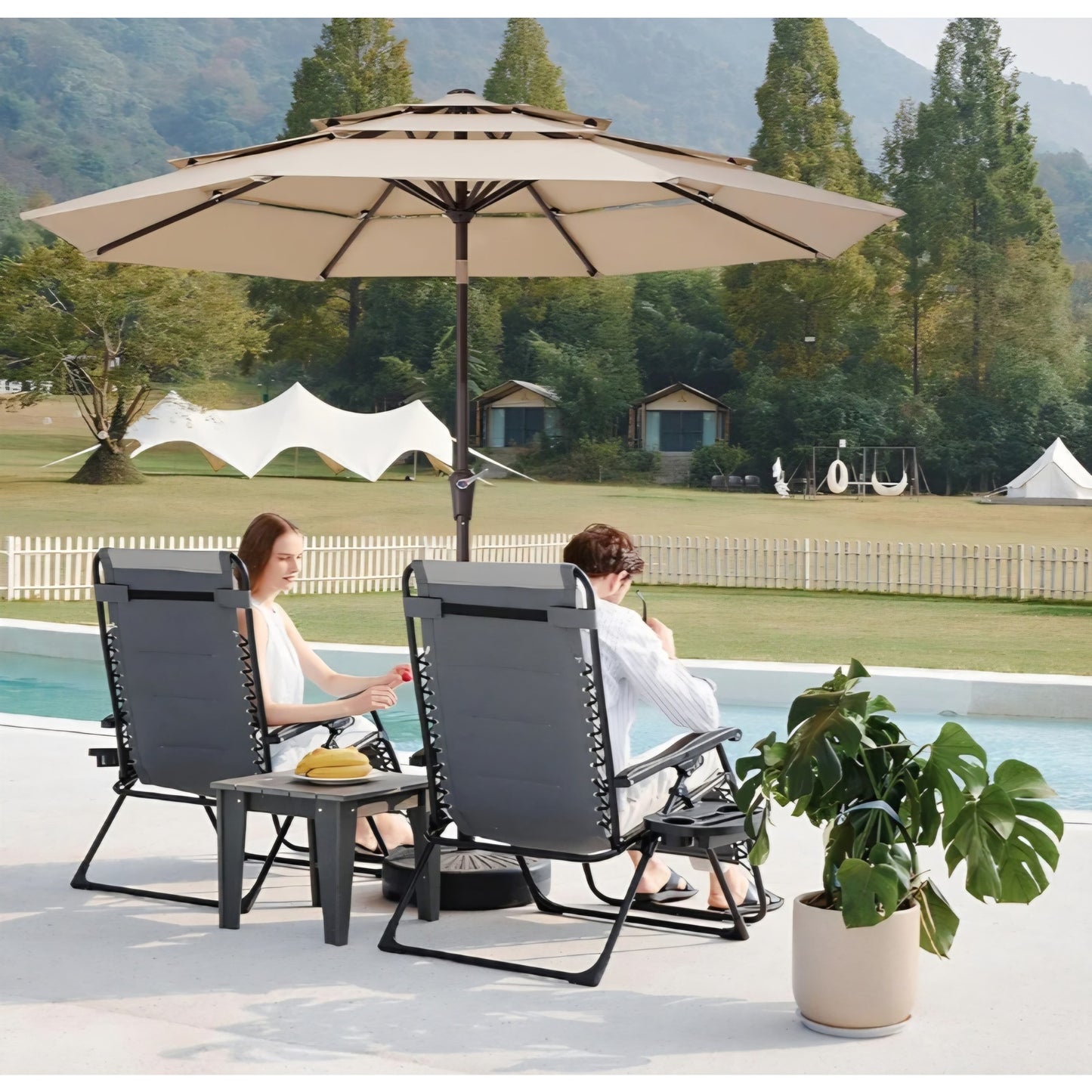 Patio Umbrella Market Umbrella Table Umbrellas with 8 Ribs 1.5 Pole Push Button Tilt and Crank