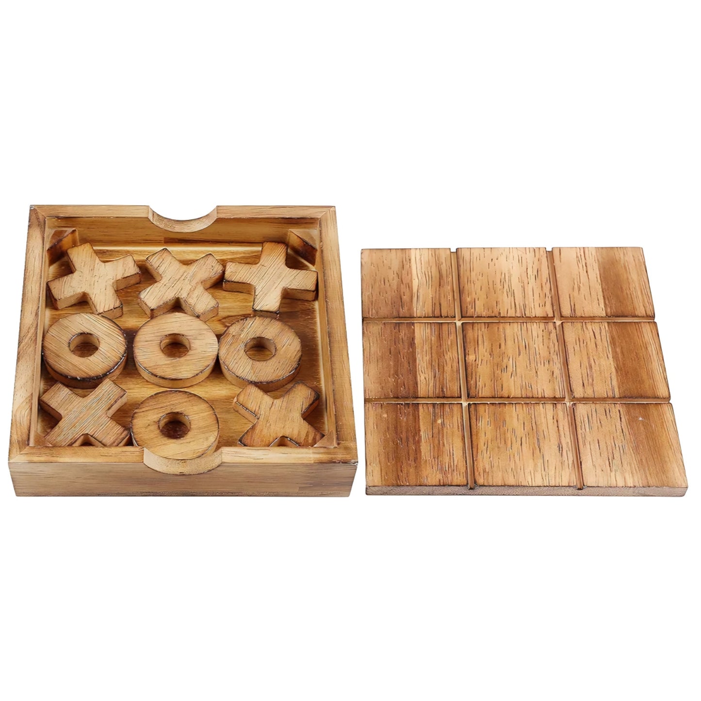 Glintoper Tic Tac Toe & 4 in a Row Table Games Set - Rustic Decor Wood Strategy Board Games