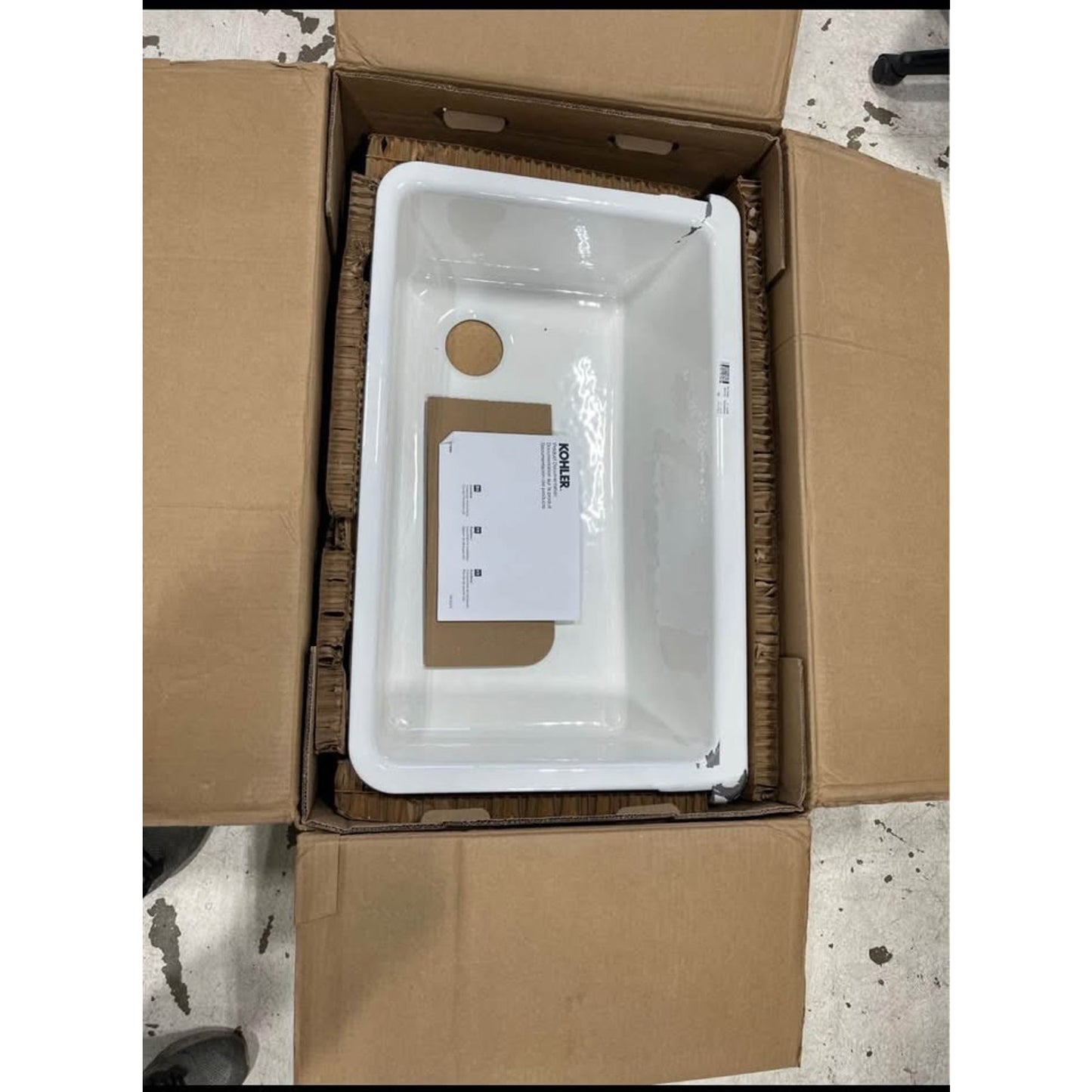 KOHLER 6489-0 Whitehaven 35 3/4" Undermount Single-Bowl Farmhouse Sink, Self-Trimming Tall Apron Fro