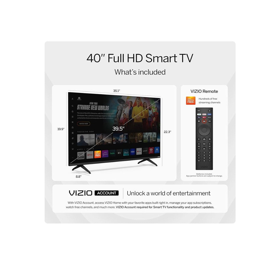VIZIO 40-inch Full HD 1080p Smart TV with DTS Virtual: X, Alexa Compatibility, Google Cast
