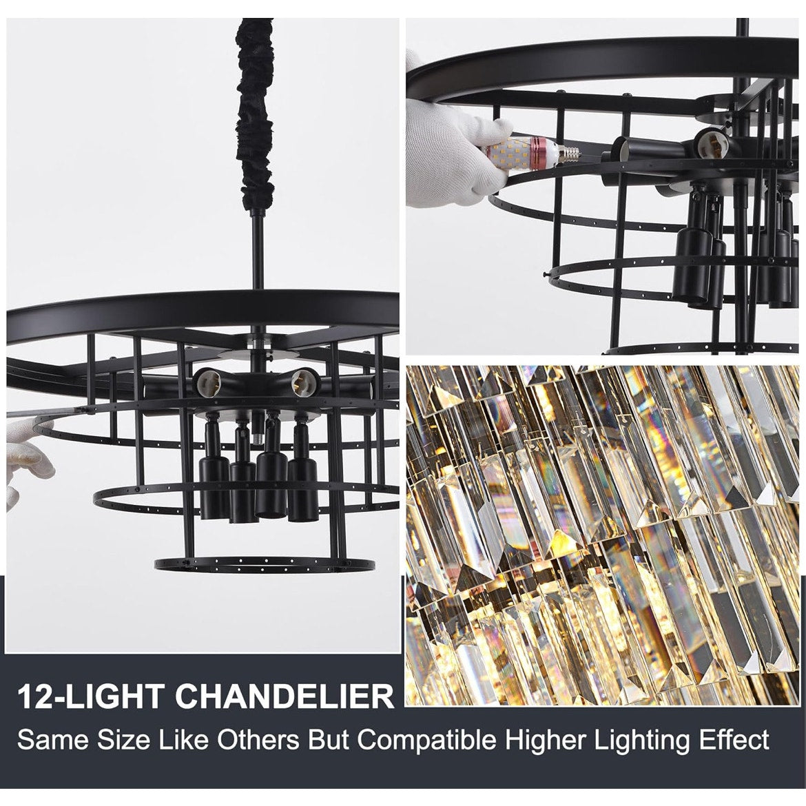 Black Crystal chandelier 7- tier Luxury K9 crystal chandeliers