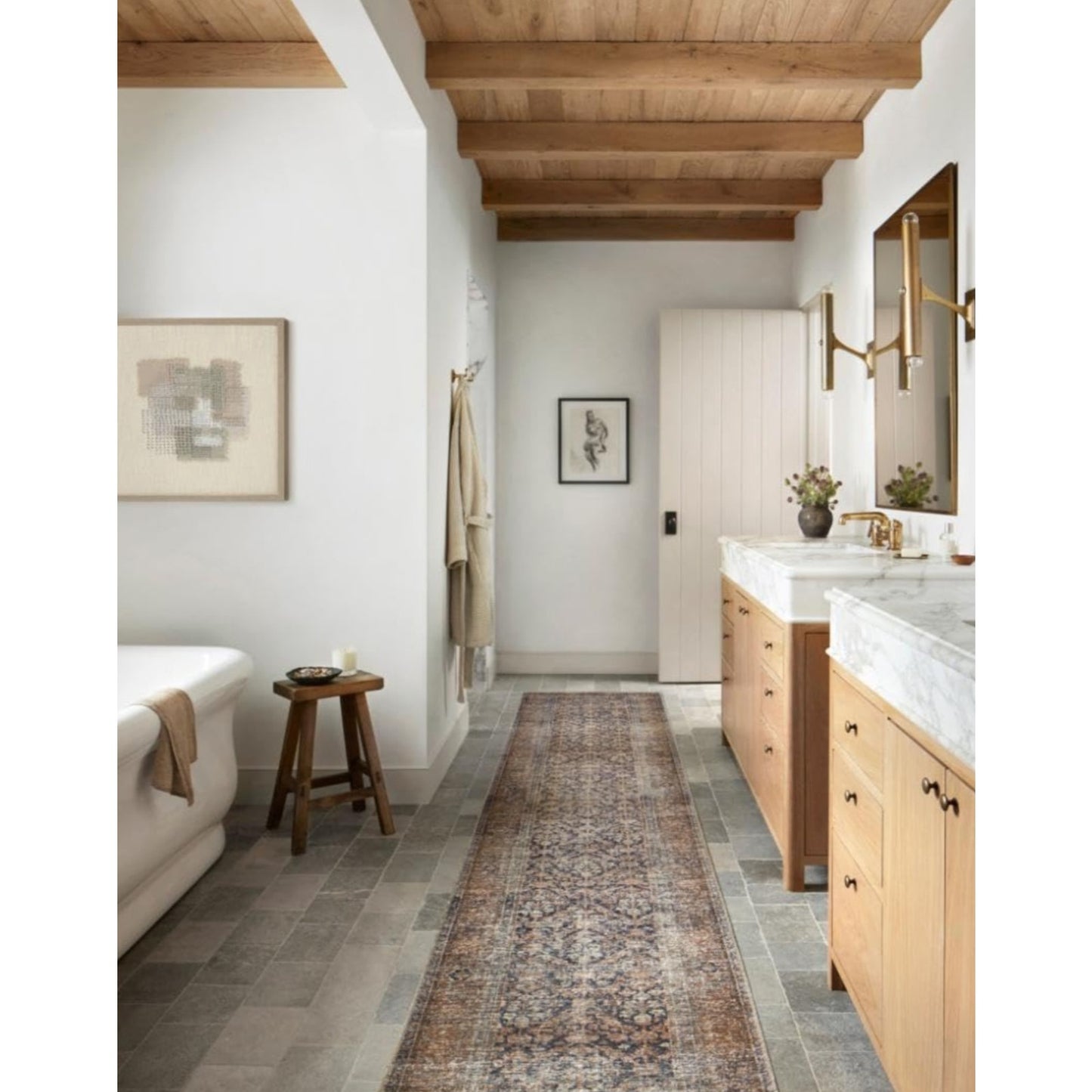 Loloi Amber Lewis Billie Collection, Ink & Salmon 6'-0" x 9'-0" Area Rug – Antique & Distressed