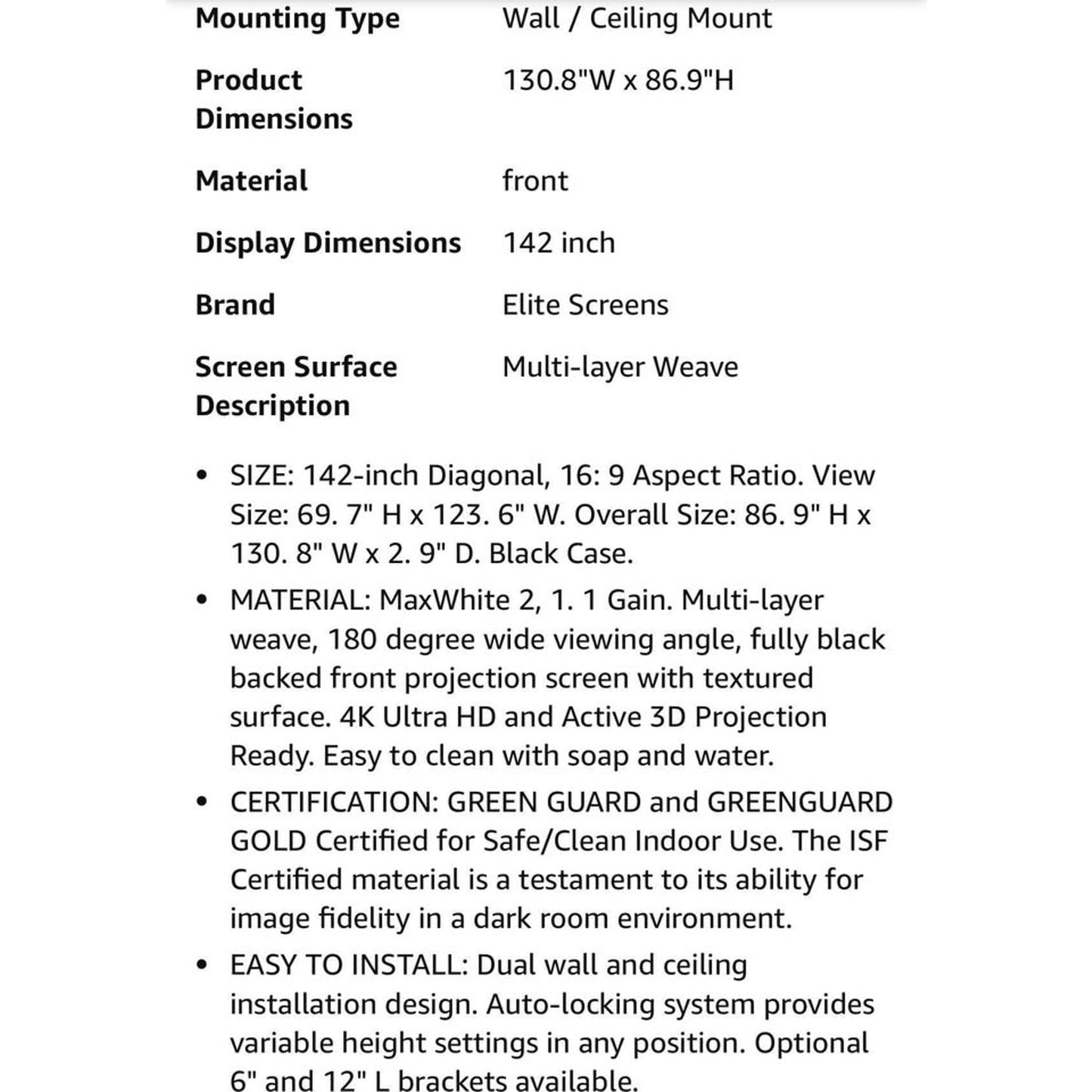 Elite Screens Manual Series, 142-INCH 16:9, Pull Down Manual Projector Screen with AUTO LOCK, Movie