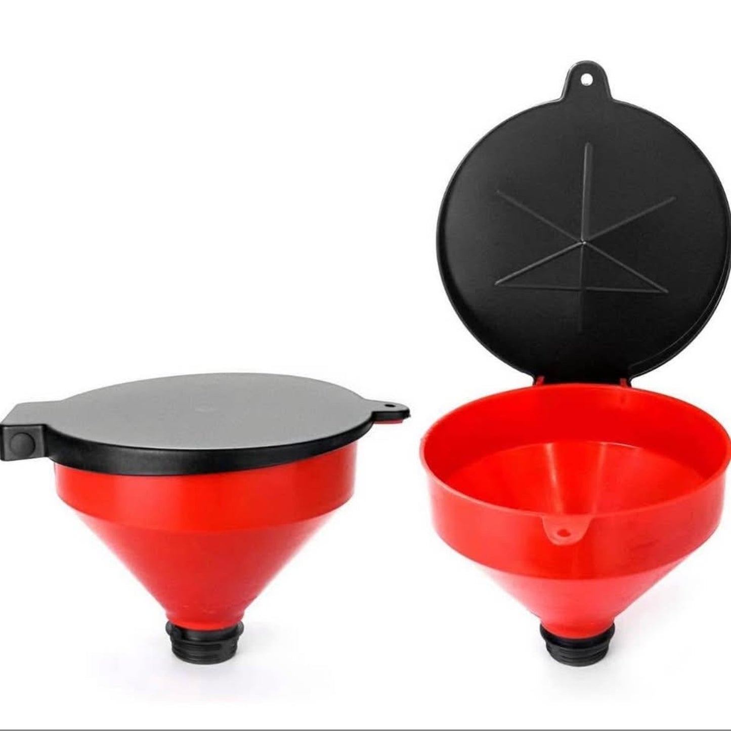 QWORK 4 Quart Lockable Drum Funnel with Removable Screen Filter, 2 Pack 2" BSP Adaptor Safety Plasti