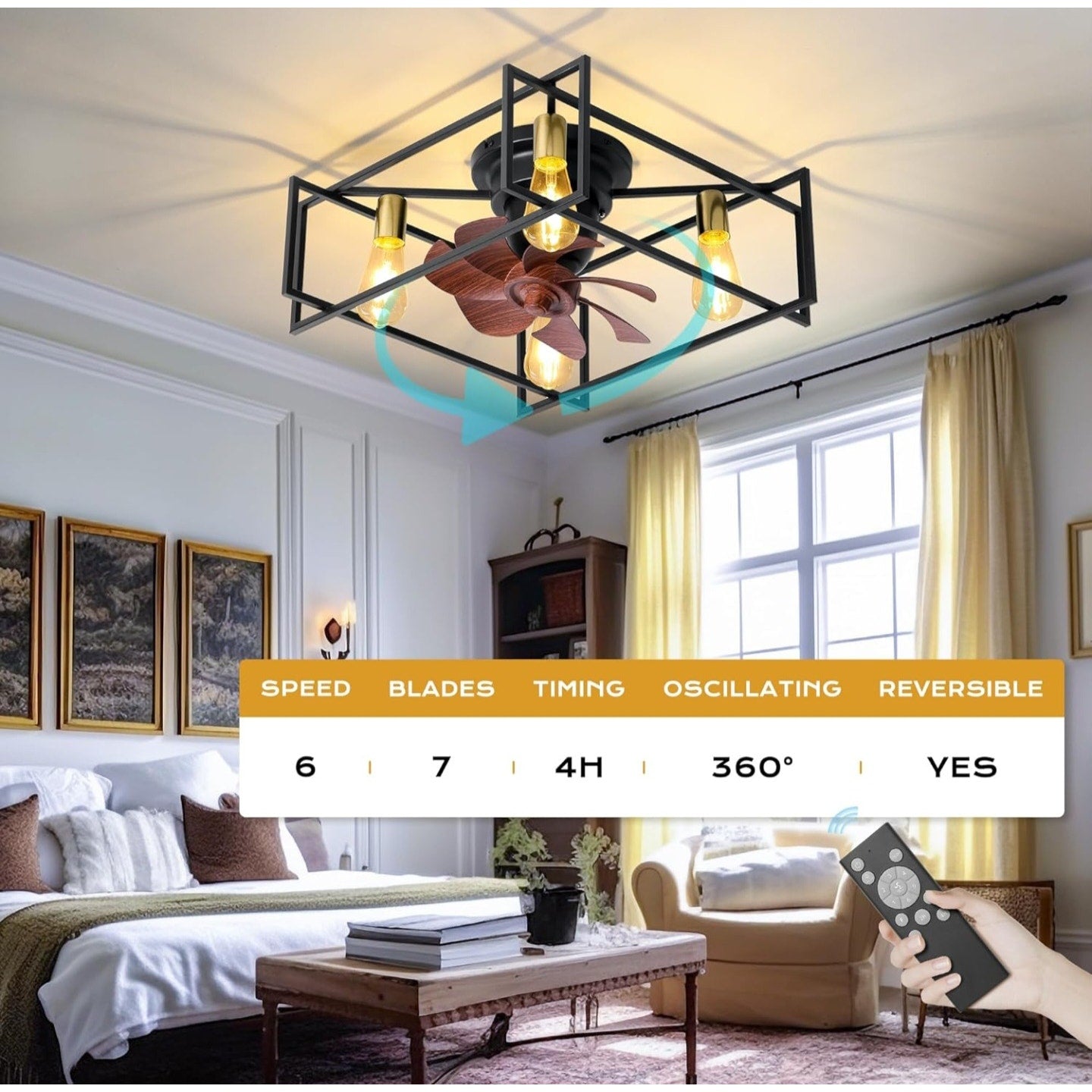 PAZALA Ceiling Fan with Lights A370BK
