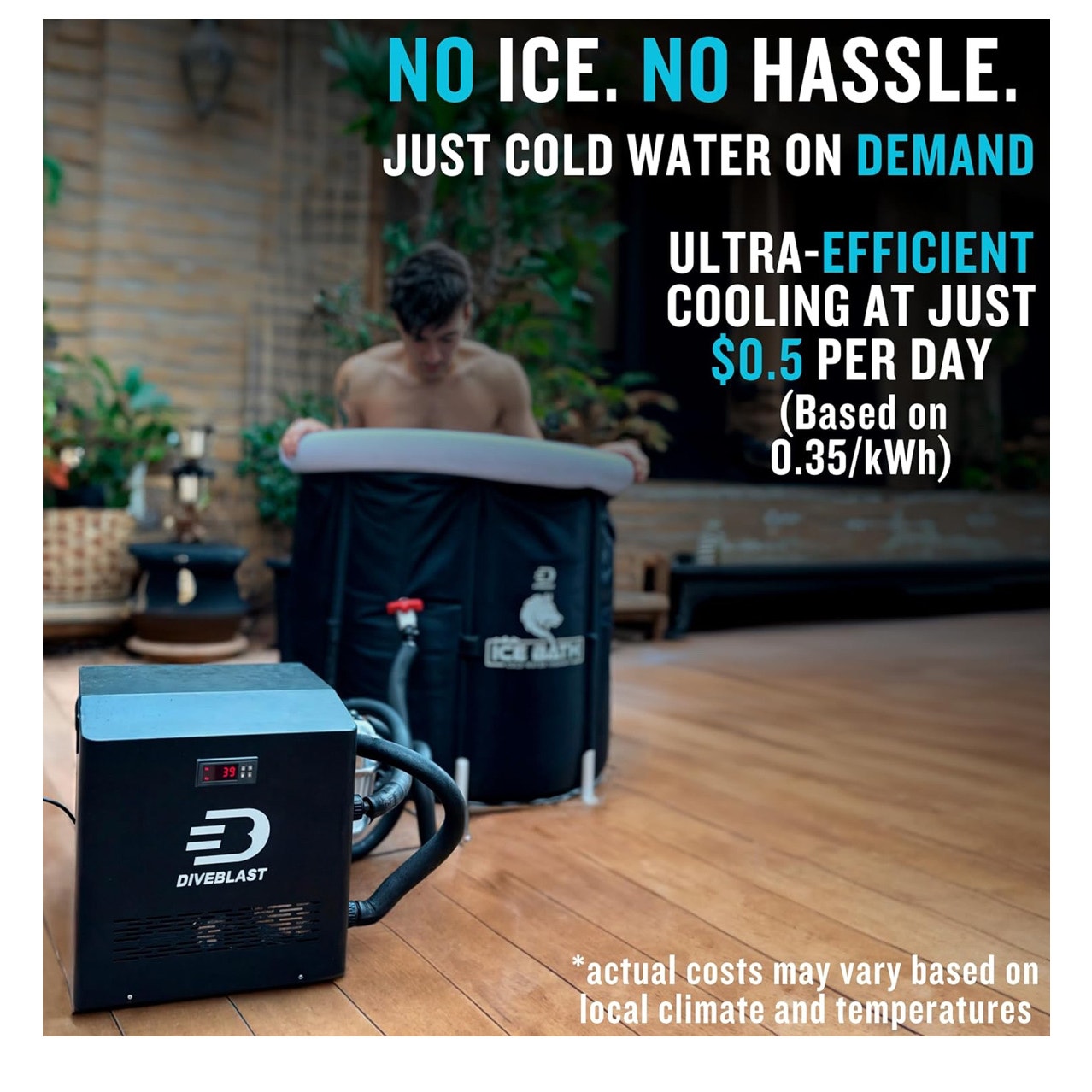 Cold plunge tub with water chiller pump and filter