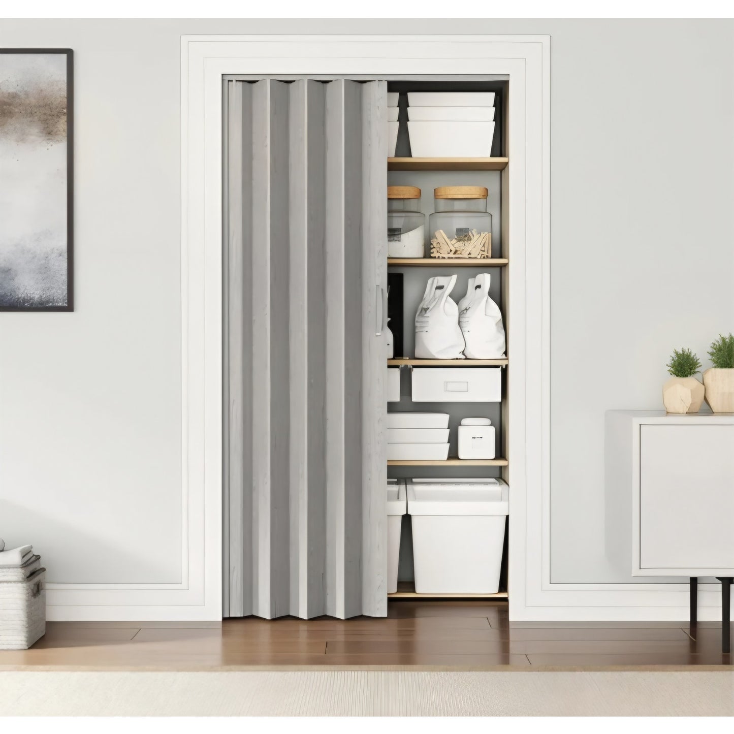 Studio Series 36" W PVC Foldable Accordion Doors, Grey