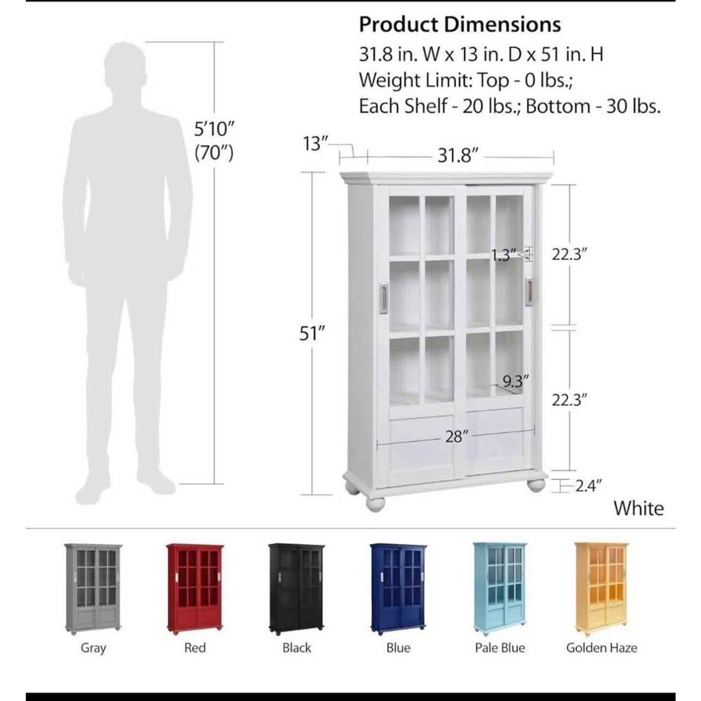 Ameriwood Home Aaron Lane Bookcase with Sliding Glass Doors, Black