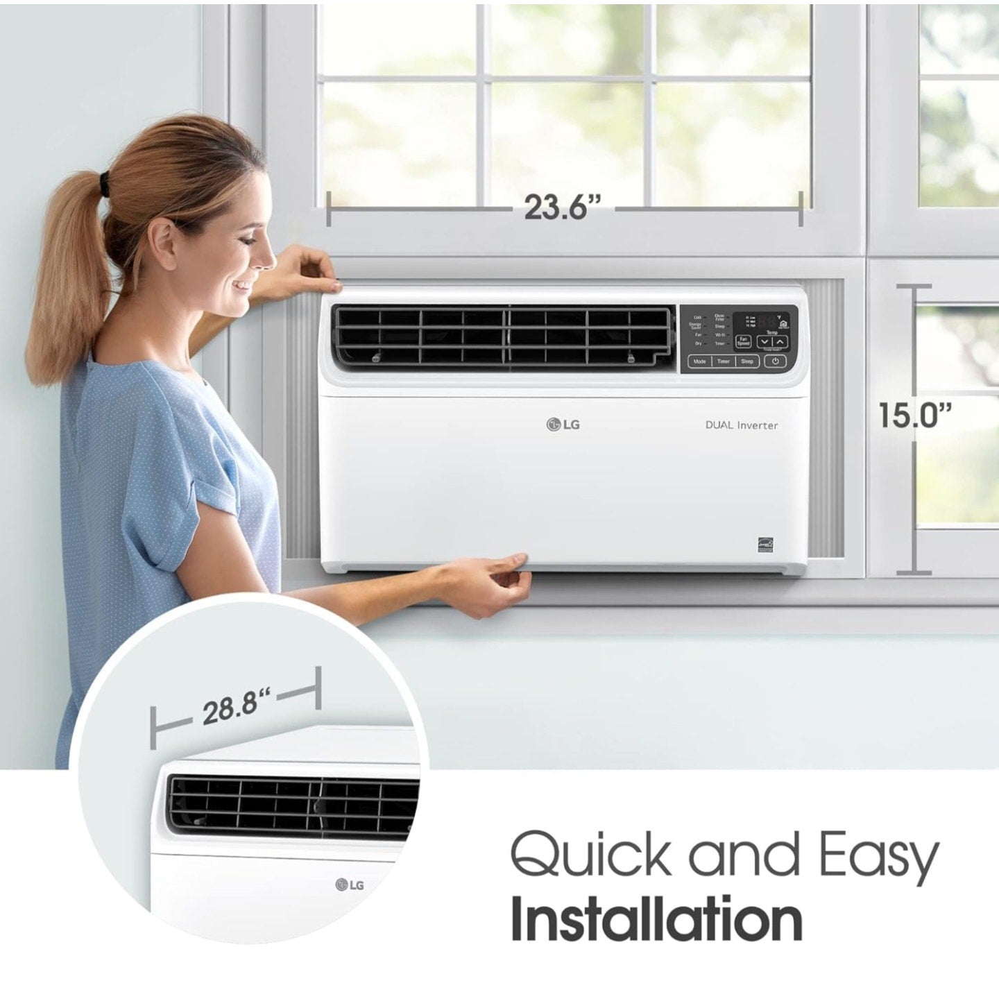 LG 14,000 BTU DUAL Inverter Smart Window Air Conditioner, 115V, Cools 700 Sq. Ft. for Bedroom,
