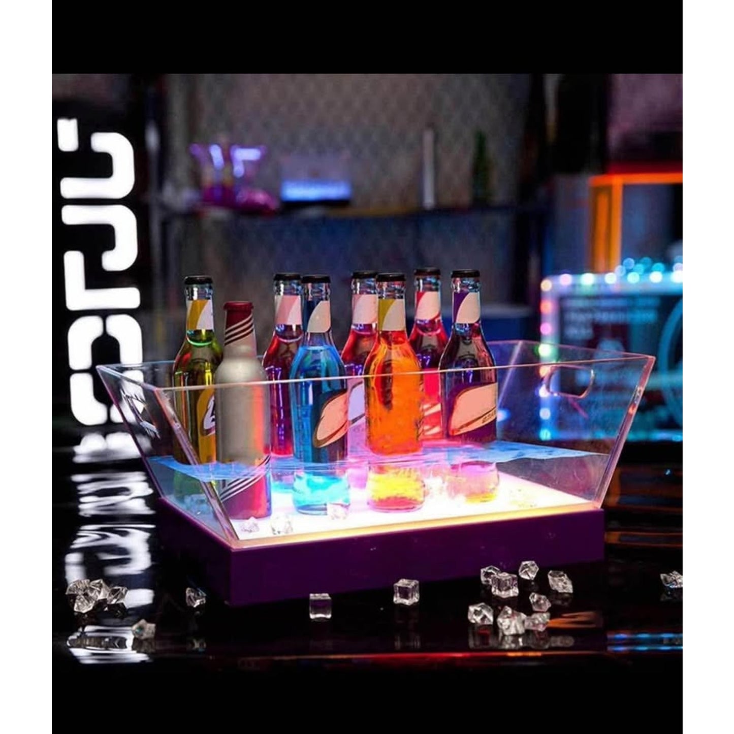 5L Ice Beer Buckets with Led Lights, Acrylic Ice Bucket for Wine Bottles, Colorful LED Chiller Bucke