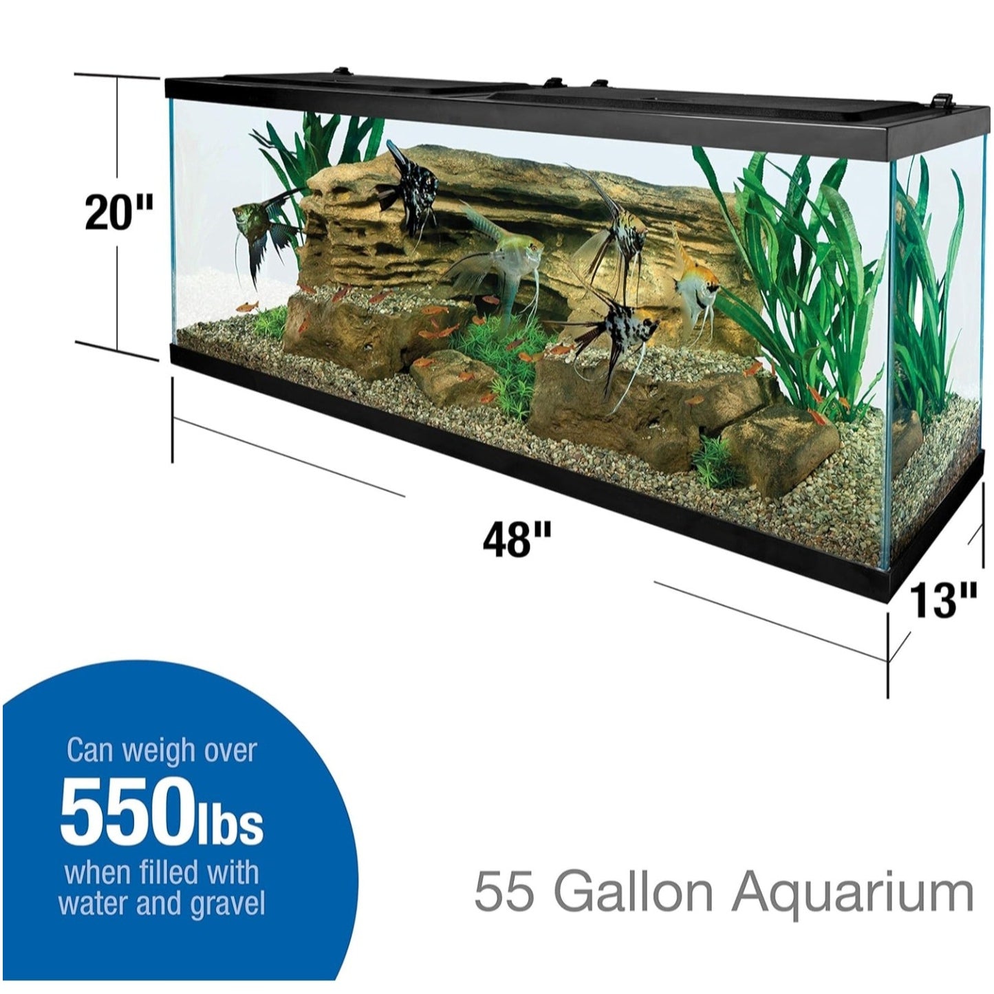 Tetra Glass Aquarium 55 Gallons, Rectangular Fish Tank (NV52018)