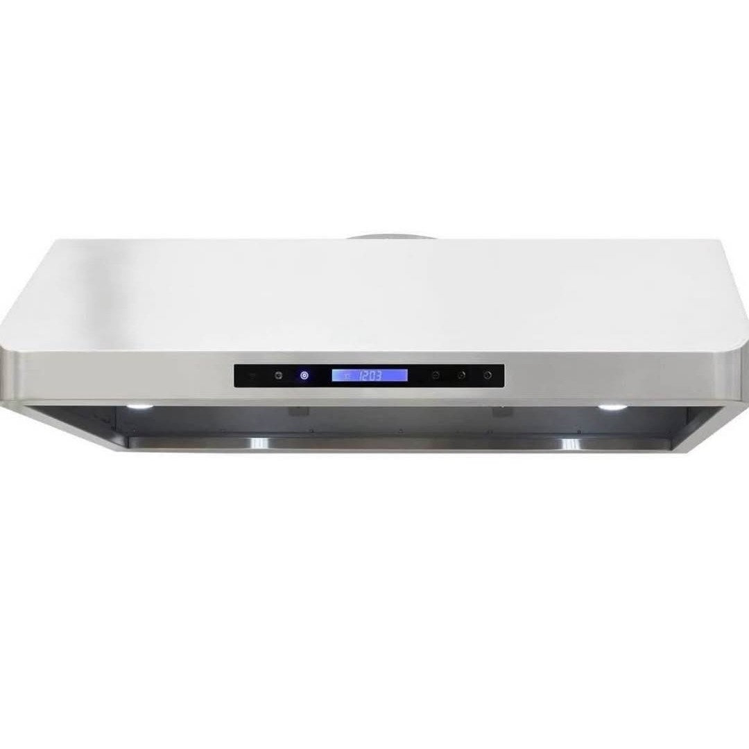 DE300RHSSS Range Hood Under Cabinet with Exhaust Duct Touchscreen LED Lights 4-Speed
