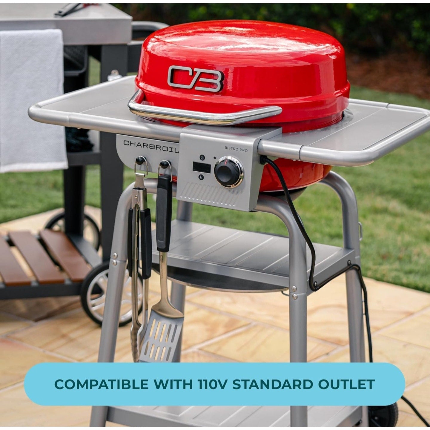 Bistro Pro Electric Grill & Griddle + Charcoal Mode, Red - 25302146