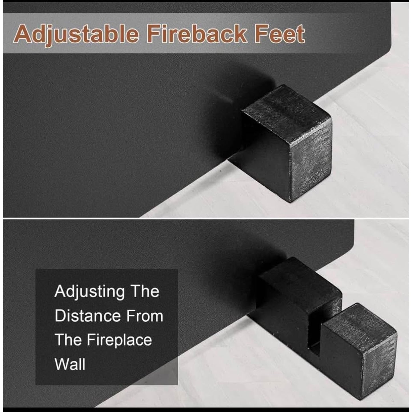 22" Fireback for Fireplace - Iron Fireplace Back Plates with Feet | Fireplace Wall Protection, Black