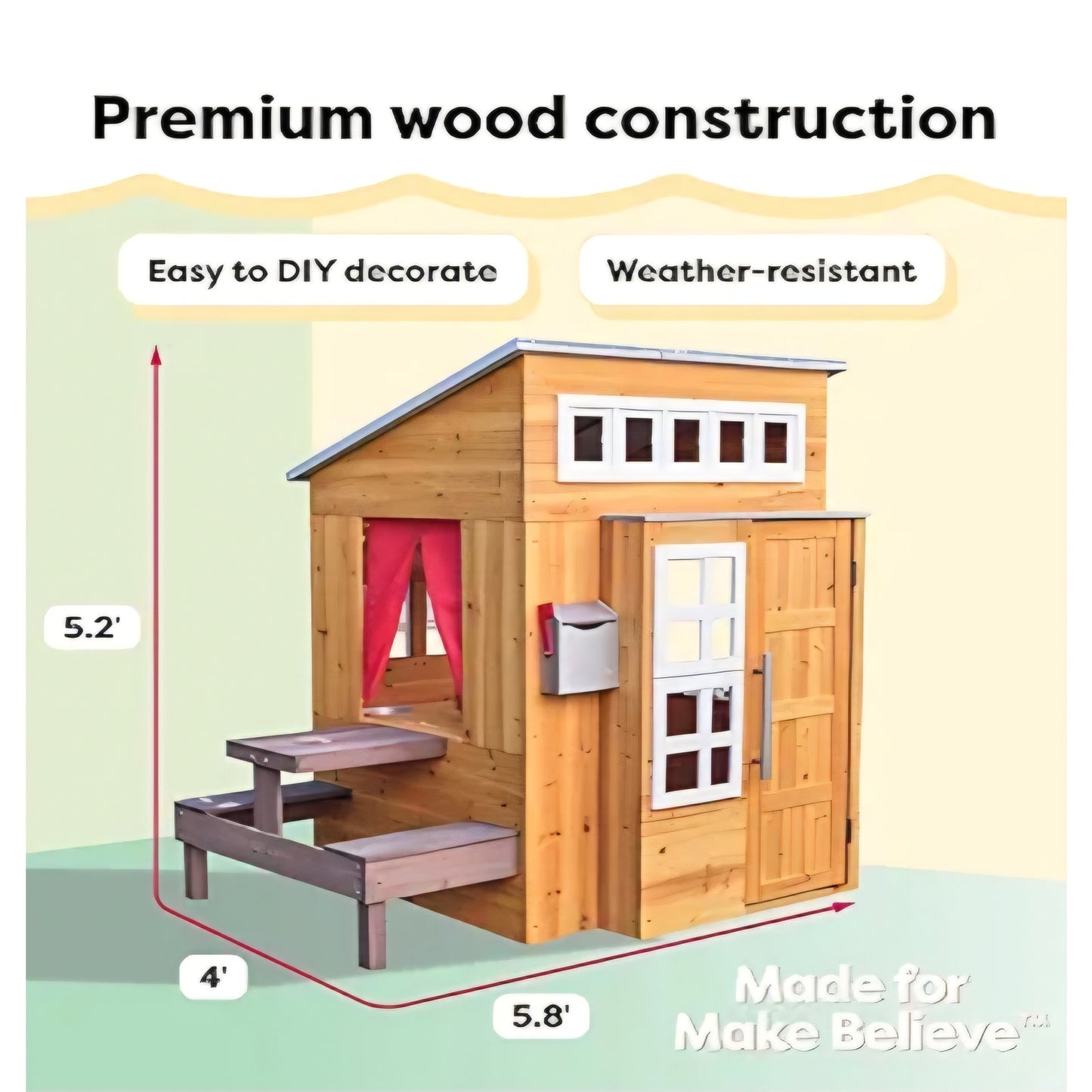 KidKraft Modern Outdoor Wooden Playhouse with Picnic Table, Mailbox and Outdoor Grill ,Gift