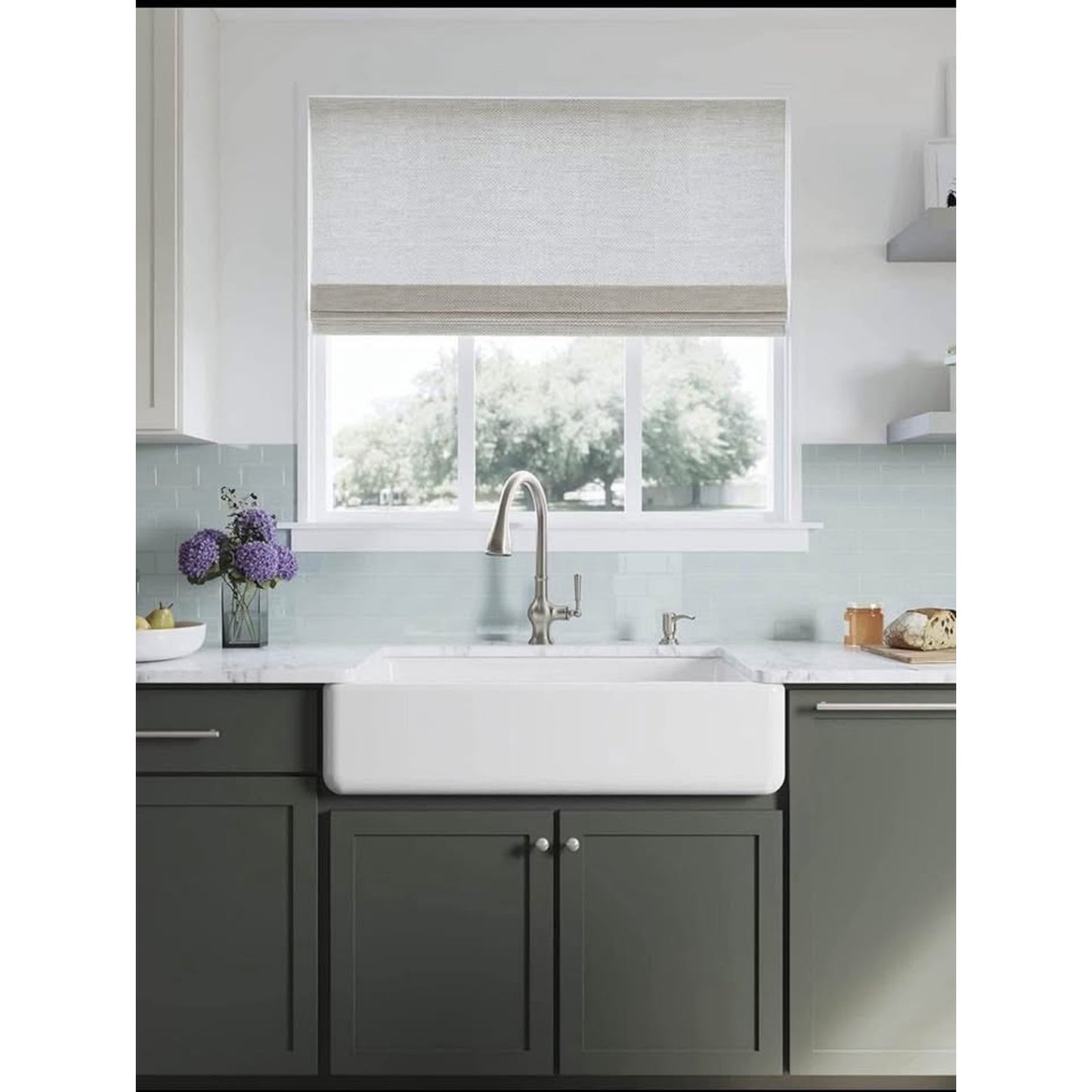 KOHLER 6489-0 Whitehaven 35 3/4" Undermount Single-Bowl Farmhouse Sink, Self-Trimming Tall Apron Fro