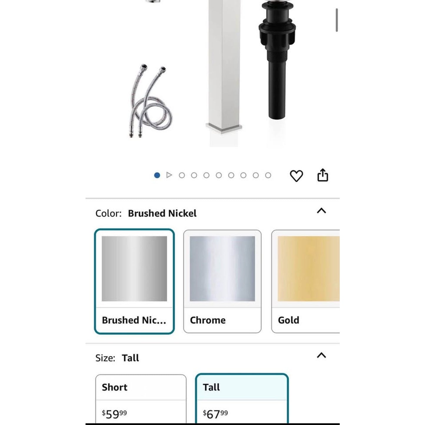 KENES Brushed Nickel Vessel Sink Facuet Single Handle Tall Bathroom Sink Faucet Vanity Bathroom Fauc
