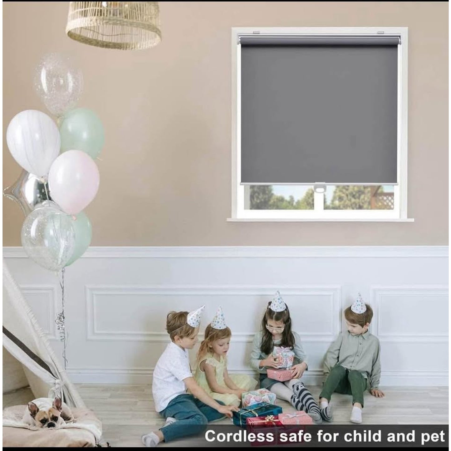 Blackout Roller Shades Blinds Cordless for Windows Pull Down Room Darkening Door Blinds with Thermal
