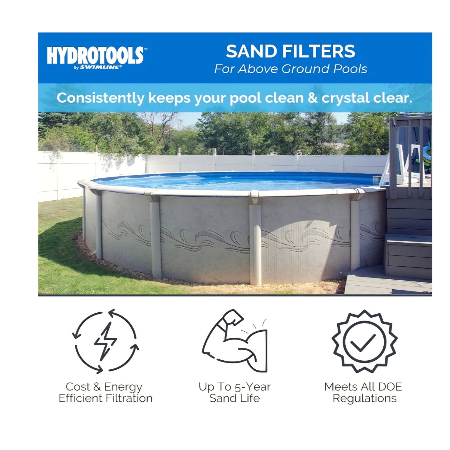 SWIMLINE HYDROTOOLS Pool Sand Filter Pump For Above Ground & Inground Pool | 24 Inch Cleaner System
