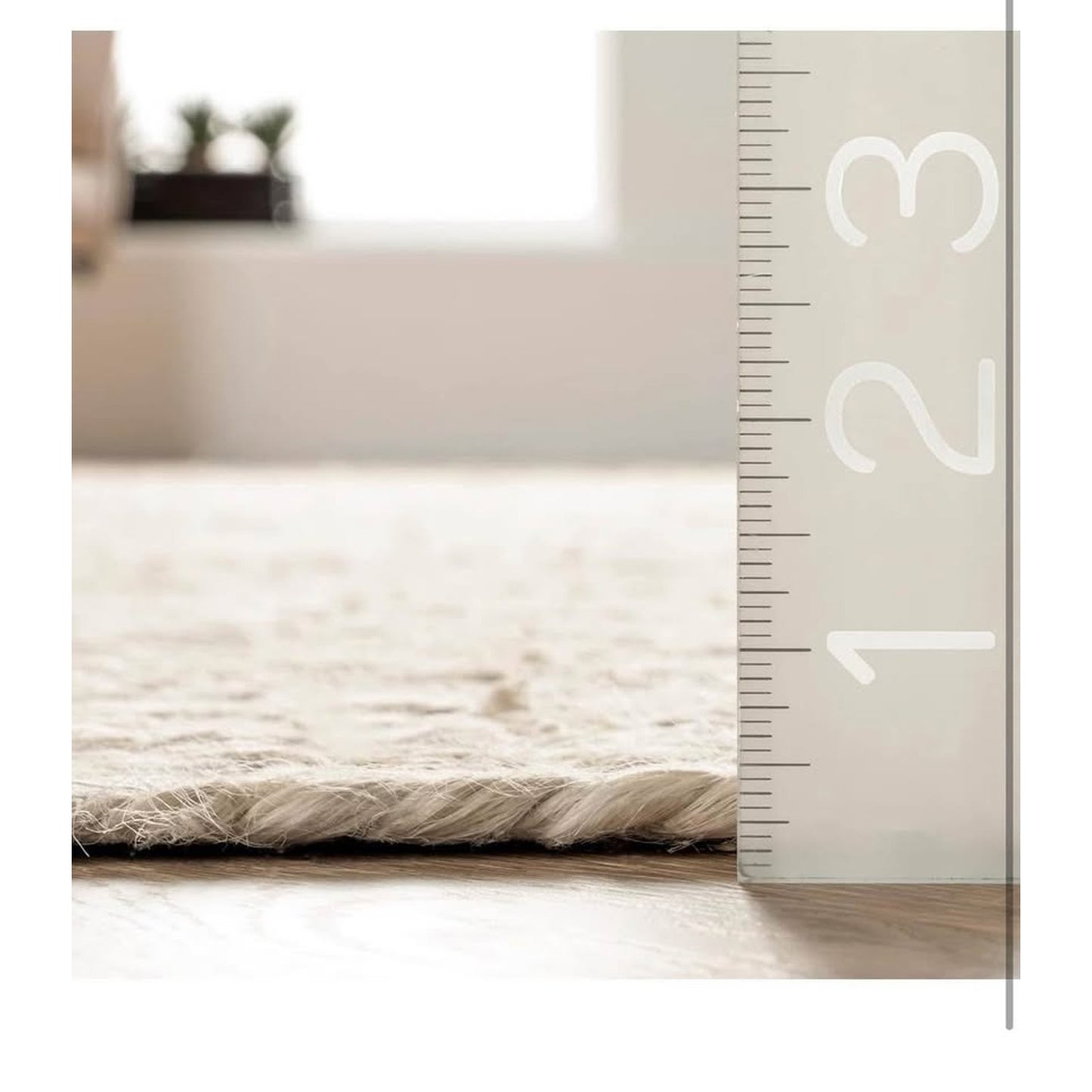 nuLOOM 6x9 Rigo Jute Hand Woven Area Rug, Off White, Solid Farmhouse Design, Natural Fiber, For Bedr