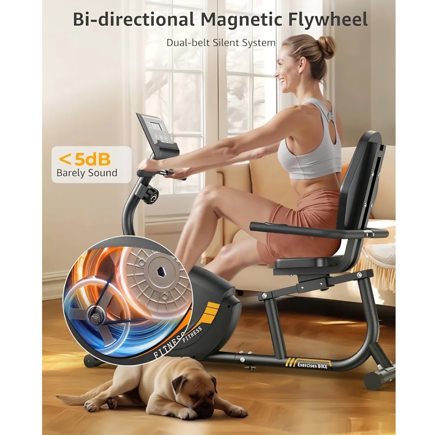 JEEKEE Recumbent Exercise Bike for Seniors,Stationary Bikes for Home, 300LB Capacity & 16 Levels