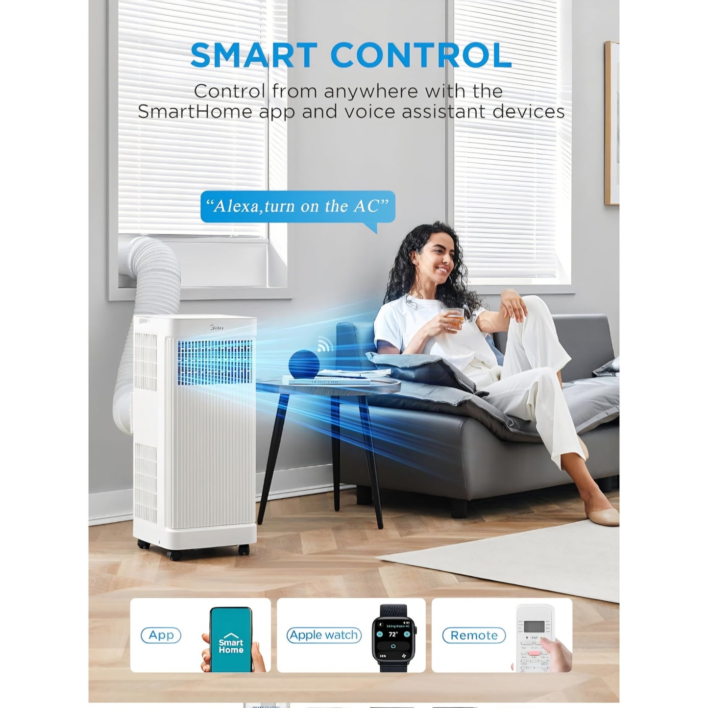 Midea MAP05S1AWT-A Air Conditioner, 8,500 BTU-Smart, White
