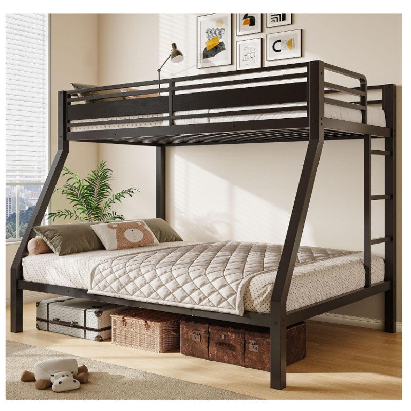 Feonase Bunk Beds Twin Over Full Size, Heavy Duty Metal Bunk Beds with Safety Guardrail & Ladders
