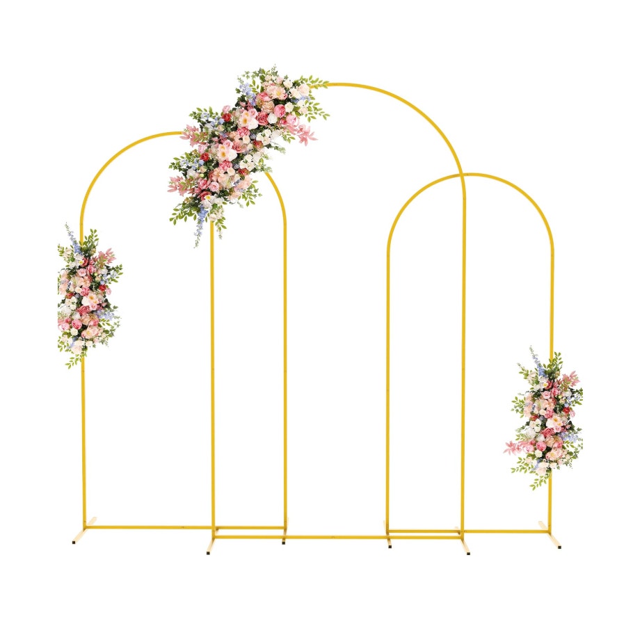 Fomcet Metal Arch Backdrop Stand Set of 3 Gold 7.2ft, 6.6ft, 6ft