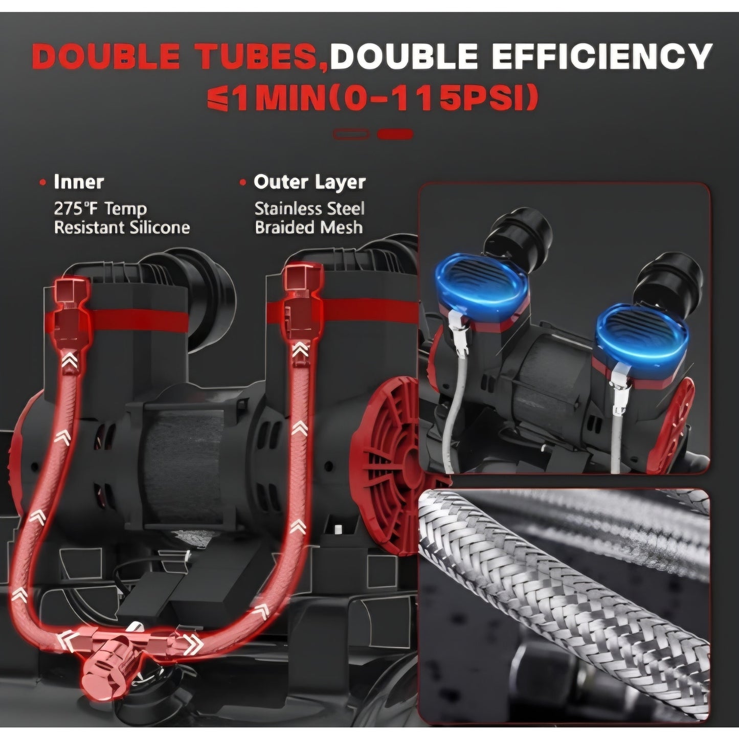 14 Gallon Ultra Quiet Air Compressor with 2 Quick Couplers 2HP 8.75 CFM, Max 115 PSI Pressure