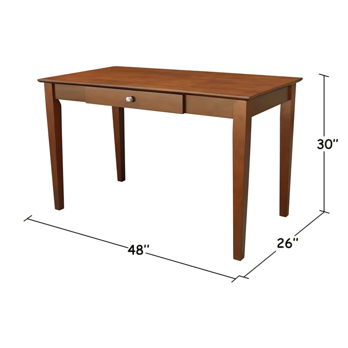 Writing Desk With Drawer, Solid Wood, Real Parawood, 48" W x 26" D x 30" H, Espresso