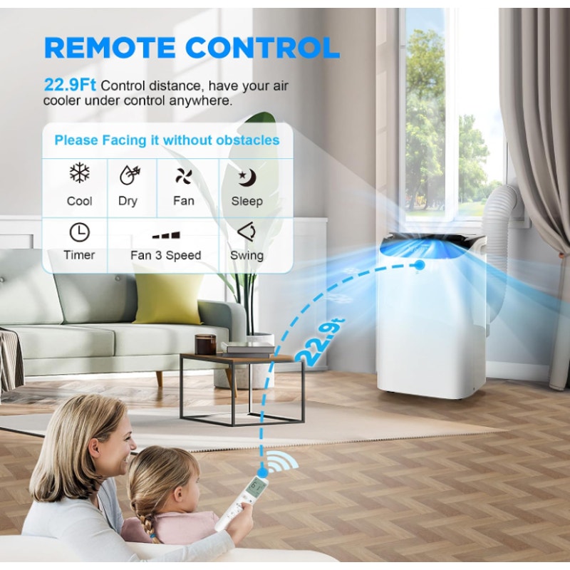 14000 BTU Portable Air Conditioners with Remote Control, 3-in-1 Free Standing Cooling AC Unit