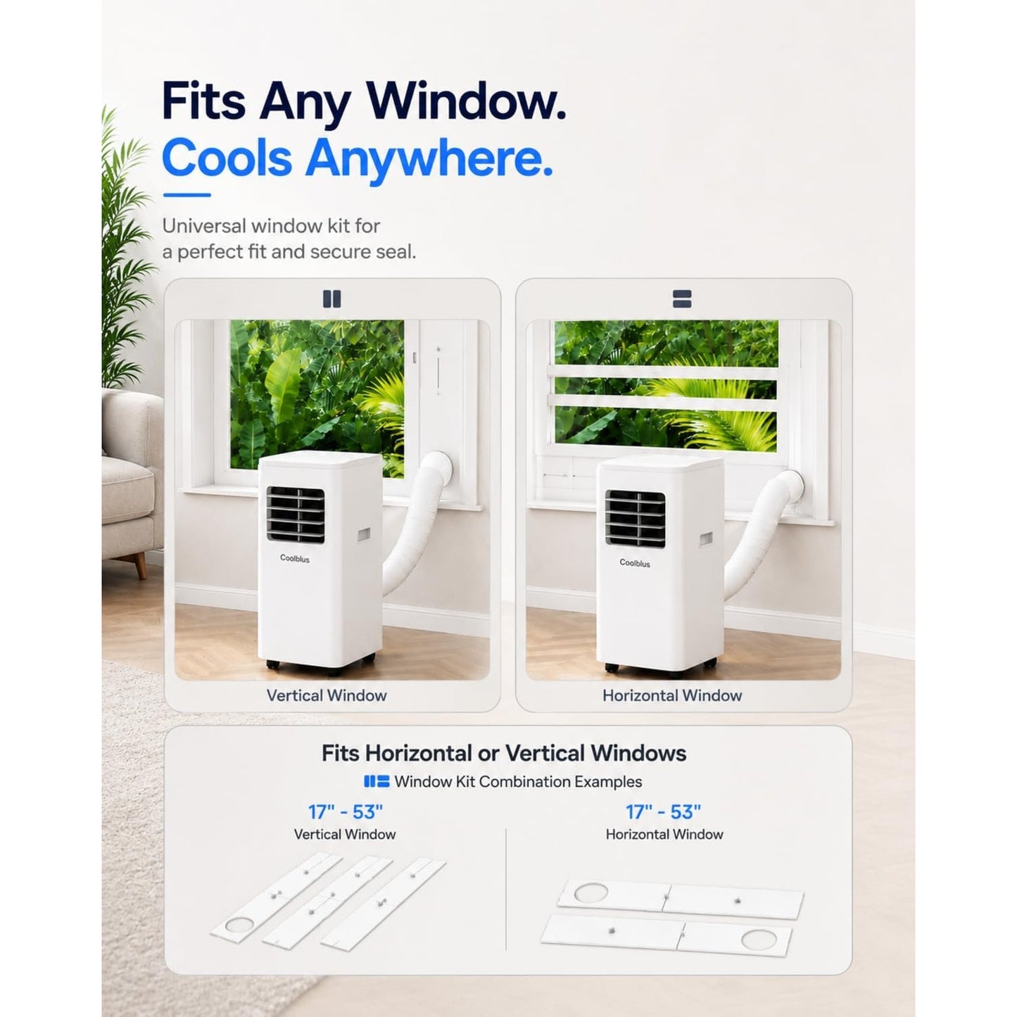 Coolblus Portable Air Conditioners, 8400 BTU, AC Cools Up to 350 Sq.Ft, 3 in 1 Portable AC.