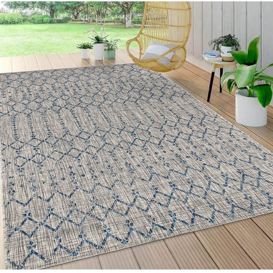 JONATHAN Y SMB108A-8 Ourika Moroccan Geometric Textured Weave Indoor Outdoor Area Rug, Bohemian, Rus