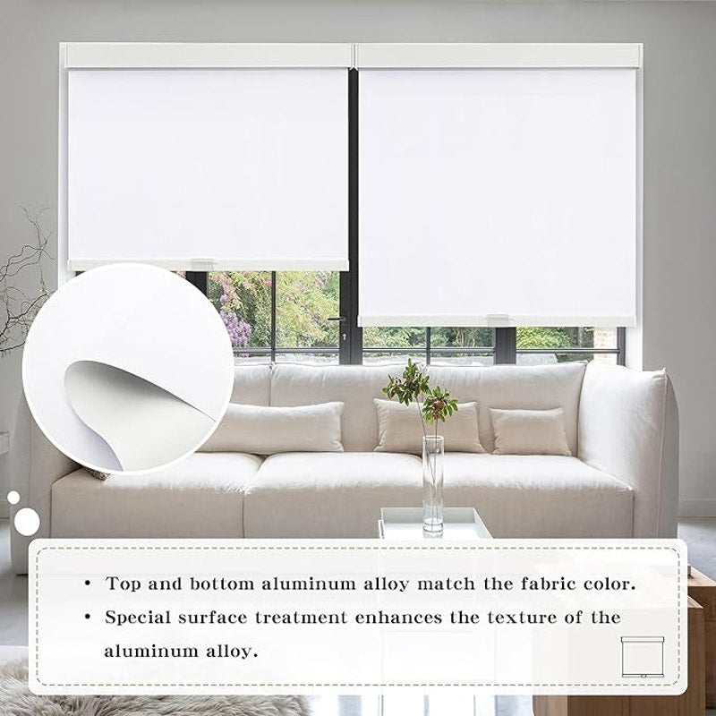 SUNOFF Cordless Blackout Roller Shades Blinds for Windows Free-Stop,White 34" W x 72" H.Pull Down.