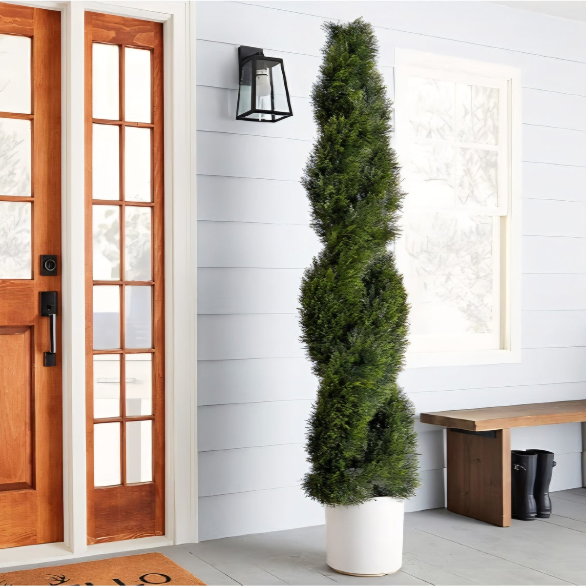 Artificial plant, Natural Double Pond Cypress Spiral Topiary UV Resistant (Indoor/Outdoor)