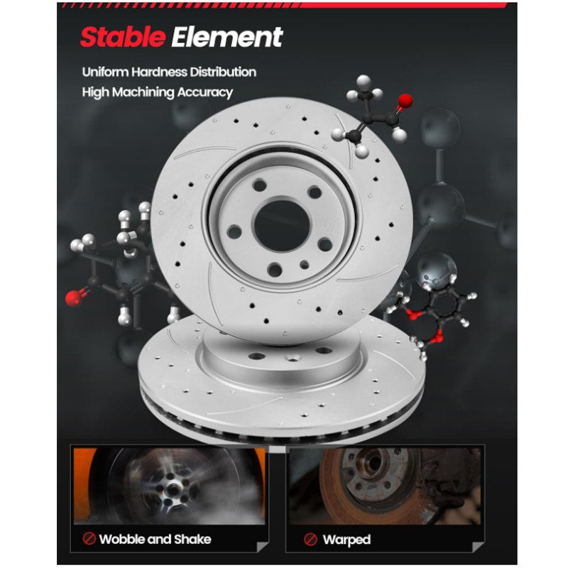 Front Rotors Compatible with Tundra [2007-2021] Brake Rotors Kit