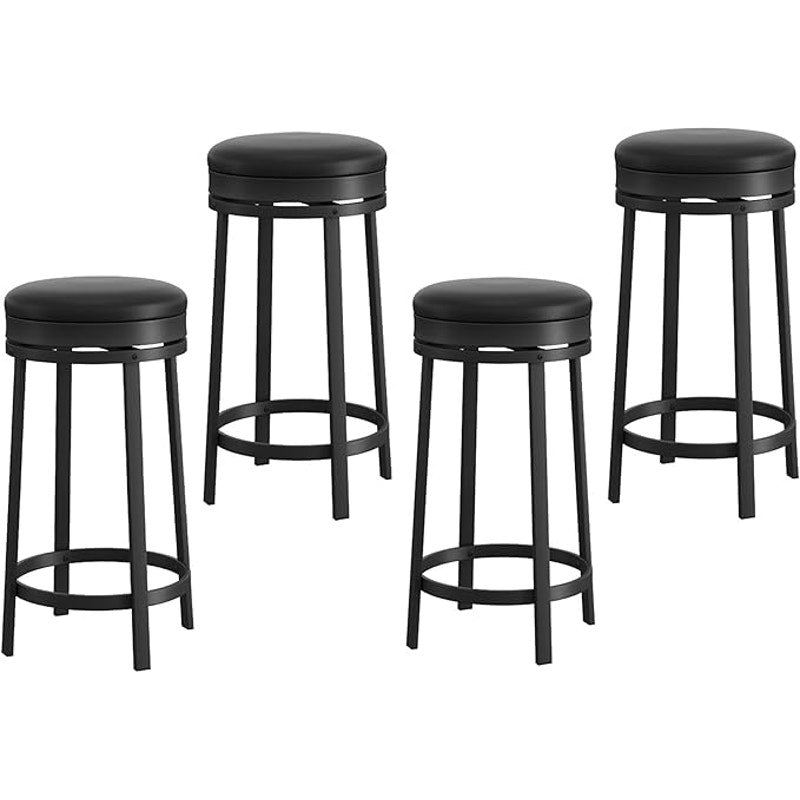 Garvee Swivel Bar Stools Set of 4, 24.4 in, with Upholstered PU Leather Cushion, Metal, Black