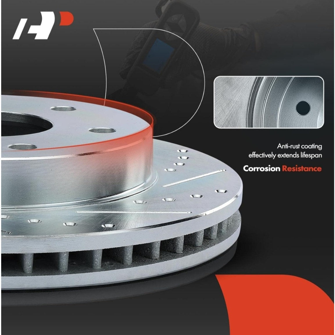 A-Premium 11.81 inch (300mm) Rear Drilled and Slotted Disc Brake Rotors Compatible with Select BMW