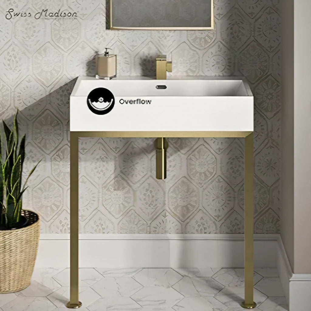 Concorde 30" Rectangle Console Sink with Brushed Gold Legs