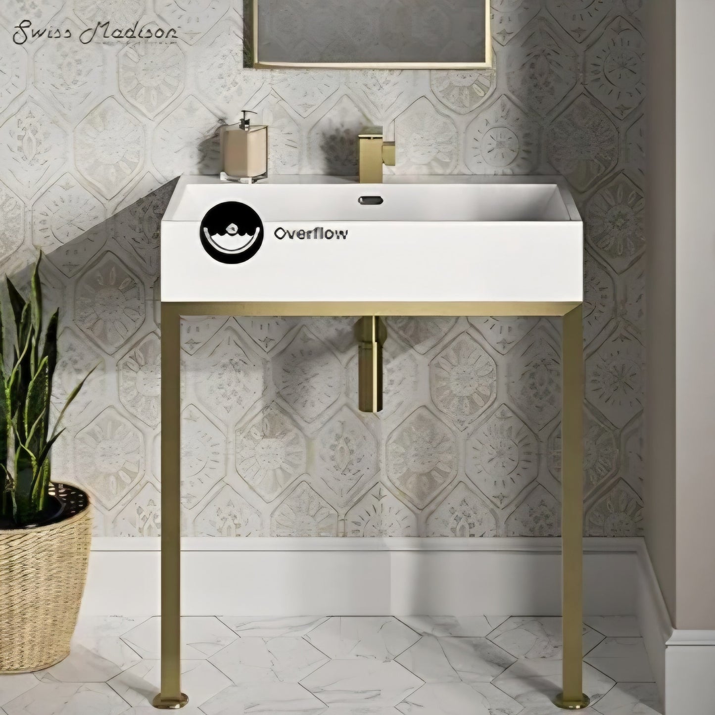 Concorde 30" Rectangle Console Sink with Brushed Gold Legs