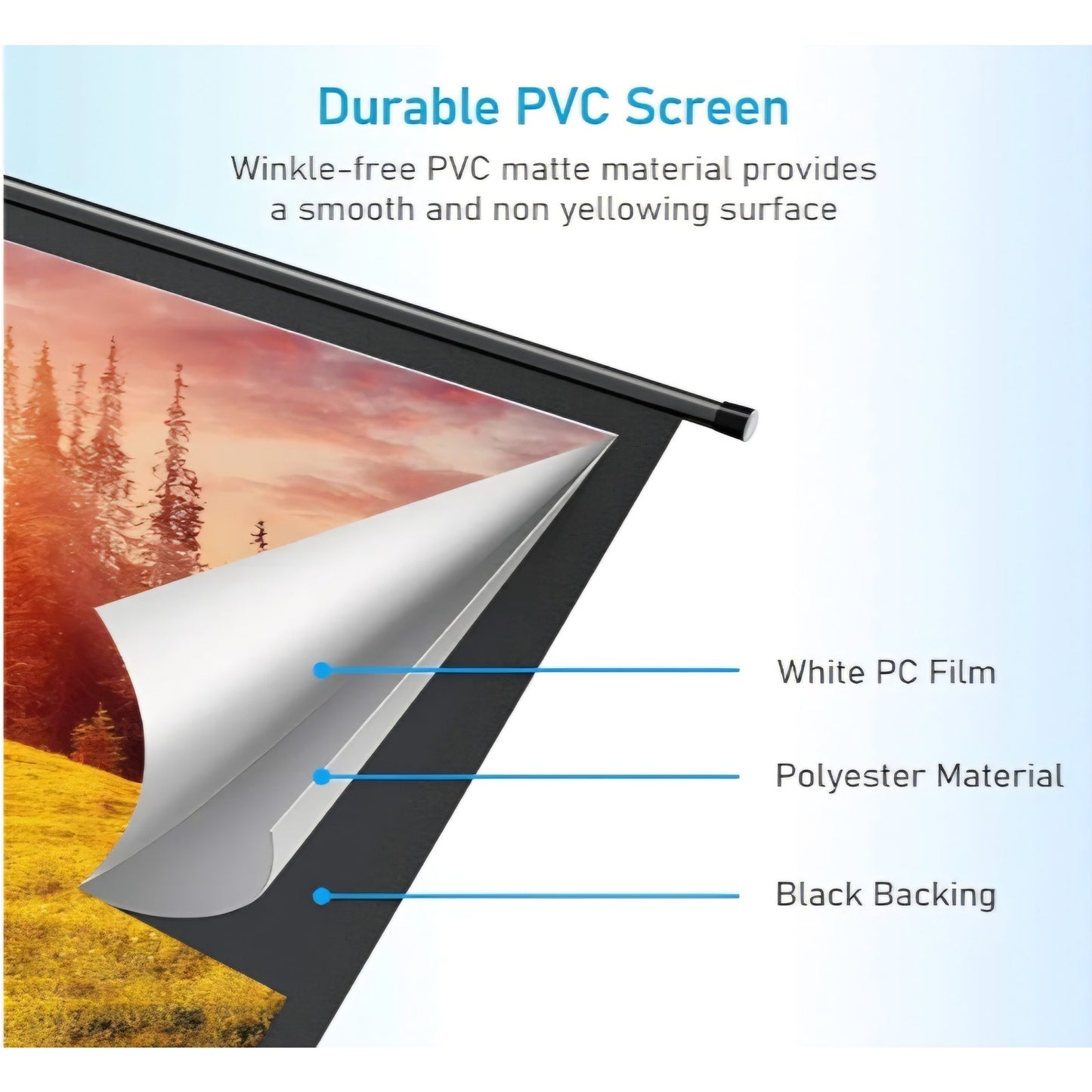100 Inch Motorized Projector Screen - 16:9 HD Electric Movie Screen with Remote Control, Wall/
