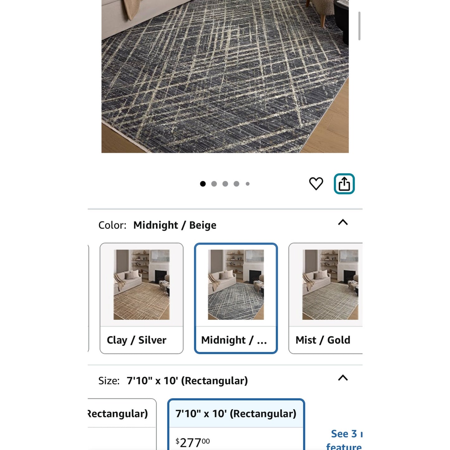 Loloi II Wade Collection WAE-04 Midnight/Beige 7'-10" x 10' Area Rug