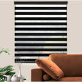 Blackout Zebra Blinds, Dual Layer Free-Stop (67" W X 72" H, Black)