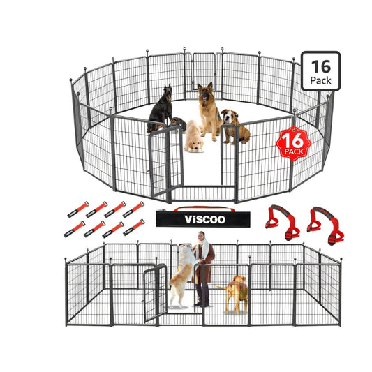 VISCOO Dog Playpen Outdoor, 16 Panels 40" High Metal Dog Fence with Gate Pet Fence