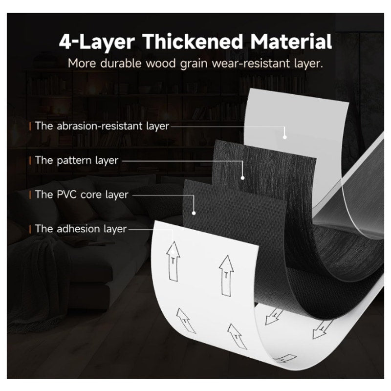 INMOZATA Peel and Stick Vinyl Plank Flooring – 24 Pieces – 36 Sq. Ft. – Black
