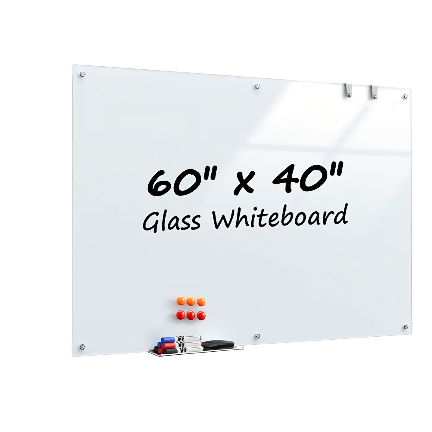 Glass Whiteboard 60 x 40 Inch, Large Tempered Glass Dry Erase Board, Frameless