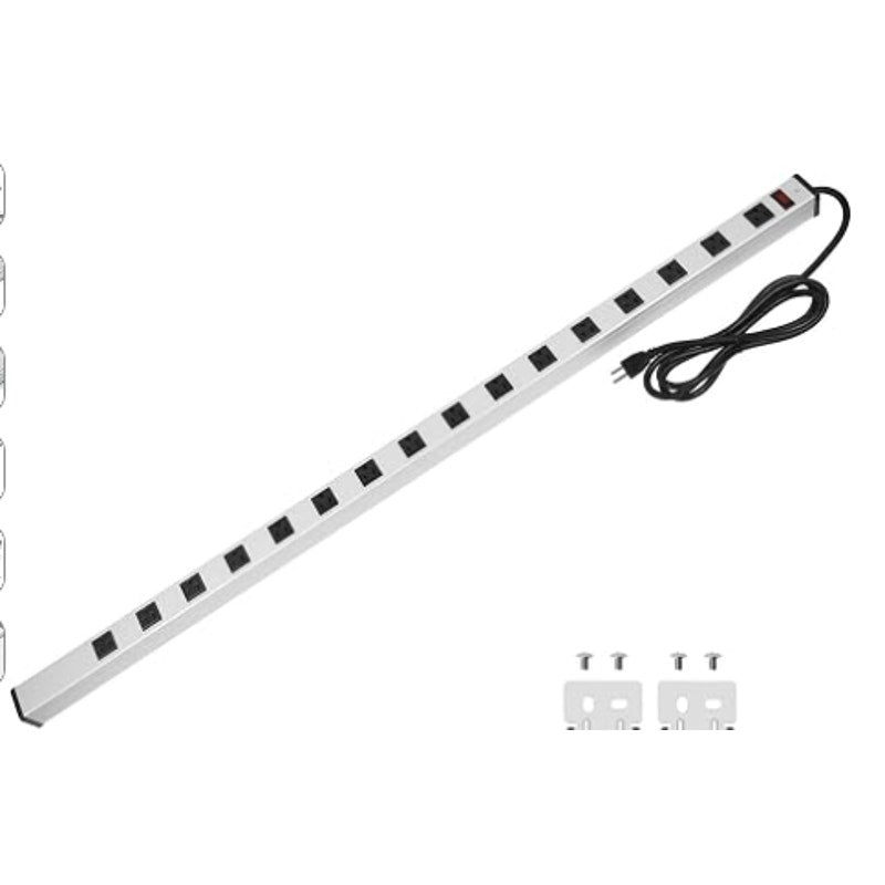 CCCEI Long Heavy Duty Metal Power Strip, 16 Outlet Large Industrial Multi Wide Strip for Garage Workshop