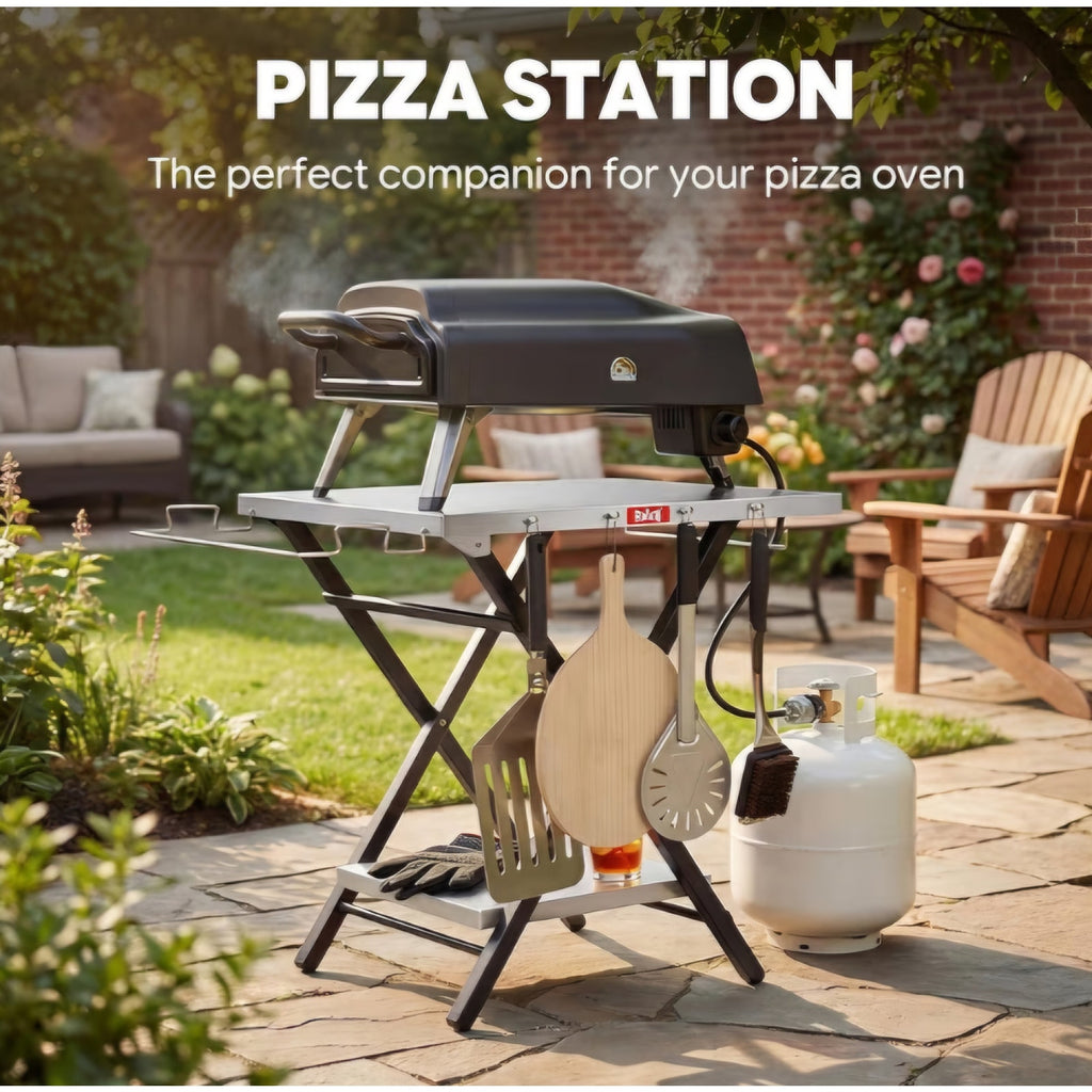 Feasto Outdoor Grill Table, Folding Prep Table, 30" x 24", Stainless Steel