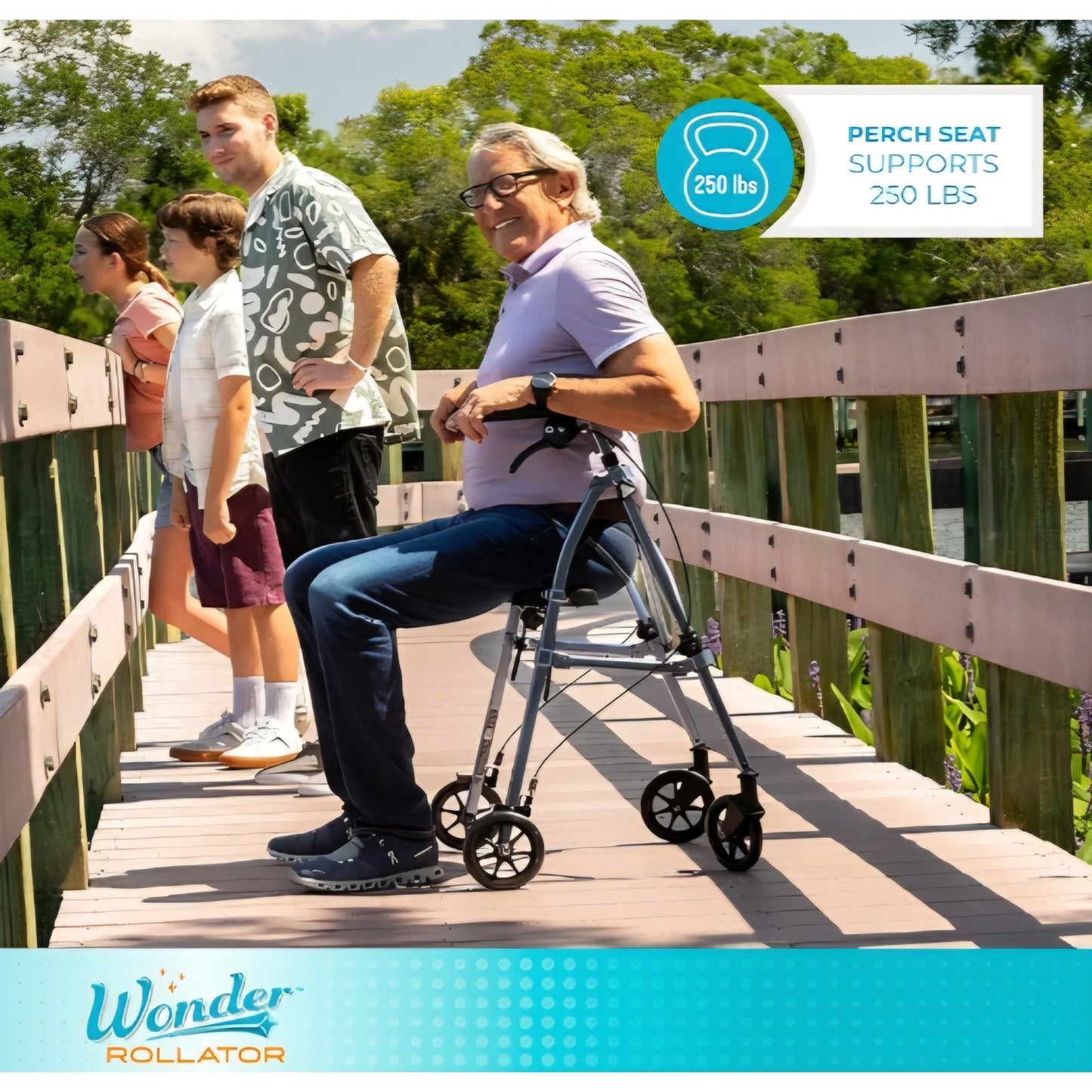 Stander Space Saver Rollator, Lightweight Folding Rolling Walker with Seat for Seniors & Adults,